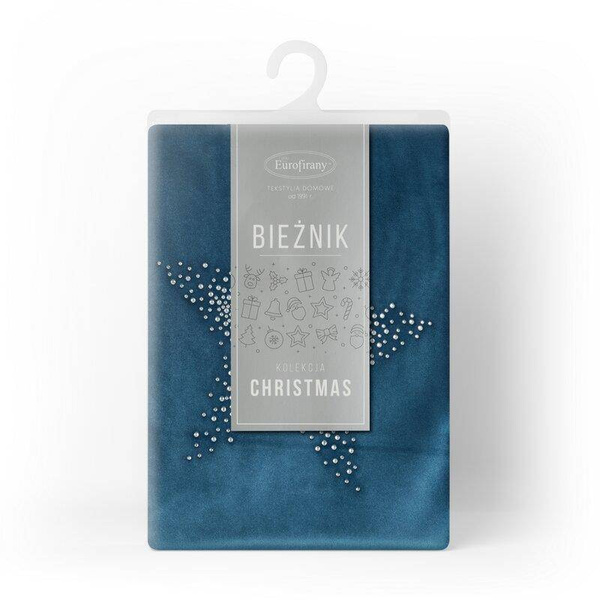 Božićni baršunasti stolnjak ukrašen sjajnim cirkonima 40x140 Ilona