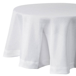 Okrugli stolnjak s lanenim tkanjem i sjajnim koncem, završen dvostrukom trakom na rubovima ∅ 120 cm Bianca 2