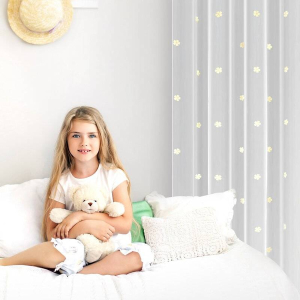 Dječja zavjesa s cvijećem izvezenim lepršavim koncem 140x250 Elsa