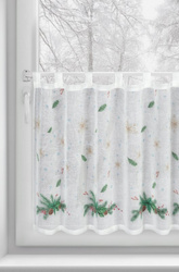 Bijelo-zelena kuhinjska zavjesa od gaze s božićnim printom, 150x60 cm - Xmas 4
