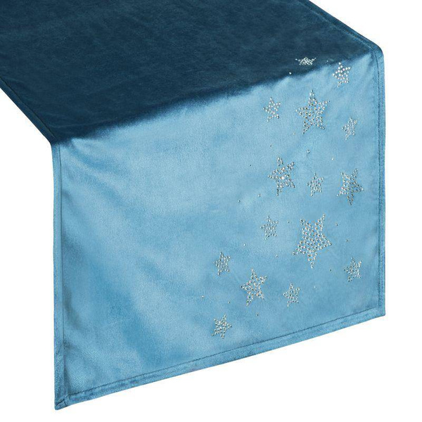 Trkač za stol božićni tamnoplavi baršunasti stolnjak ukrašen aplikacijom od štrasa 40x140 Dalia