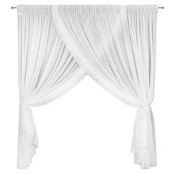 Bijela zavjesa od šifona ukrašena volanom, s vezicom, 400x250 cm LUISA 