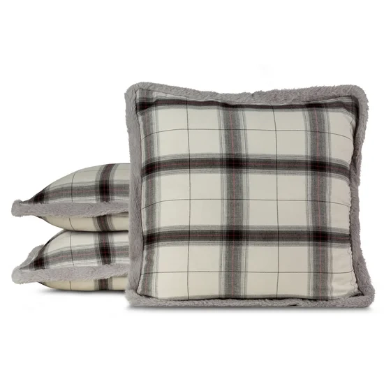 Karirana božićna jastučnica sa stranama obrubljenim krznom 45x45