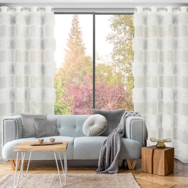 Zavjesa 140x250 od gaze ukrašena moher koncem Margaret 3