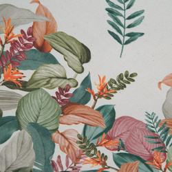 Stolnjak, salveta, 85x85  s otisnutim botaničkim motivom Ines 2 s dodatkom lana