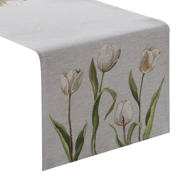 Goblen nadstolnjak 40x100 ukrašen tkanim cvjetnim motivom 