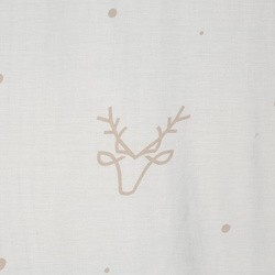 Božićni set posteljine 160x200 cm pamučni saten, bijela, bež, ukrašen suptilnim printom sobova BOSQUE