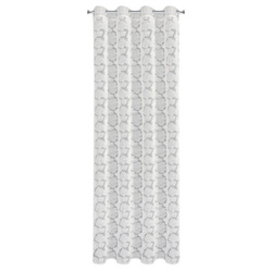 Bijela mrežasta zavjesa ukrašena cvijećem i malim 3D perlicama, 140x250 cm- JASMIN Eva Minge