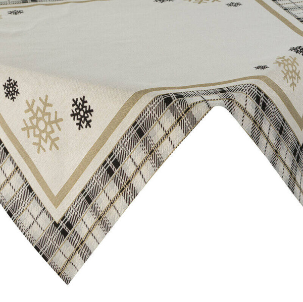 Stolnjak goblen s motivom zlatne pahulje i ukrasnim kariranim rubom 90x90 Angel