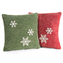 Božićna filcana jastučnica 40x40 cm u zelenoj i bijeloj boji s aplikacijom pahuljica
