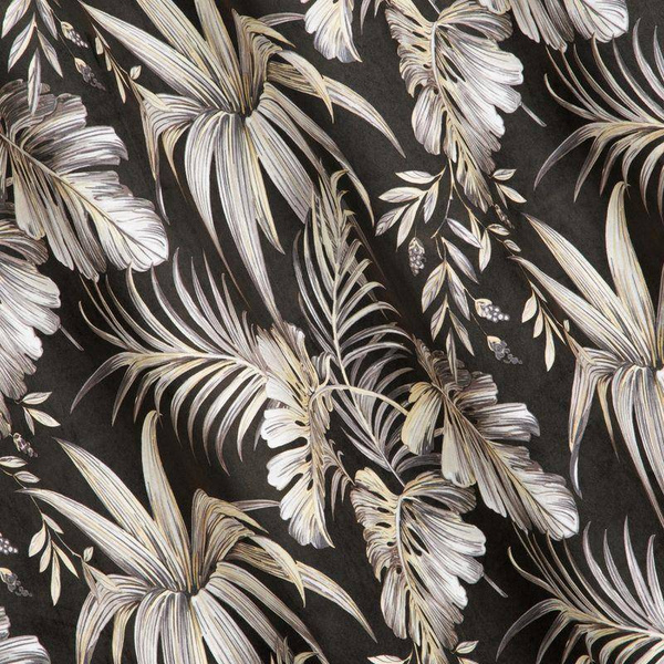 Zavjesa od mekog baršuna s printom egzotičnog lišća 140x250 cm Megi