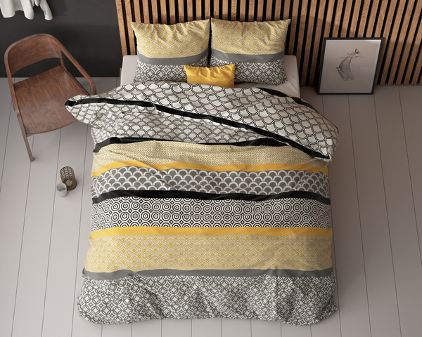 Pamučna posteljina 240x220 Sleeptime sivo narančasta