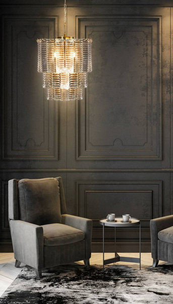 Lampa DALIA s pravokutnim staklenim privjescimana 42x50 zlata