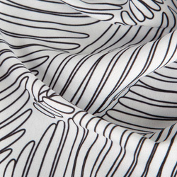 Zavjesa gotova bijela s crnim otiskom lišćana ušicama 140x250 Kendra , jedan komad u paketu