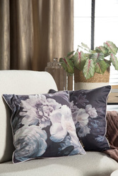 PREMIUM dvostrana jastučnica 45x45 od mekog baršuna s cvjetnim motivom i rubnim detaljima VELVET