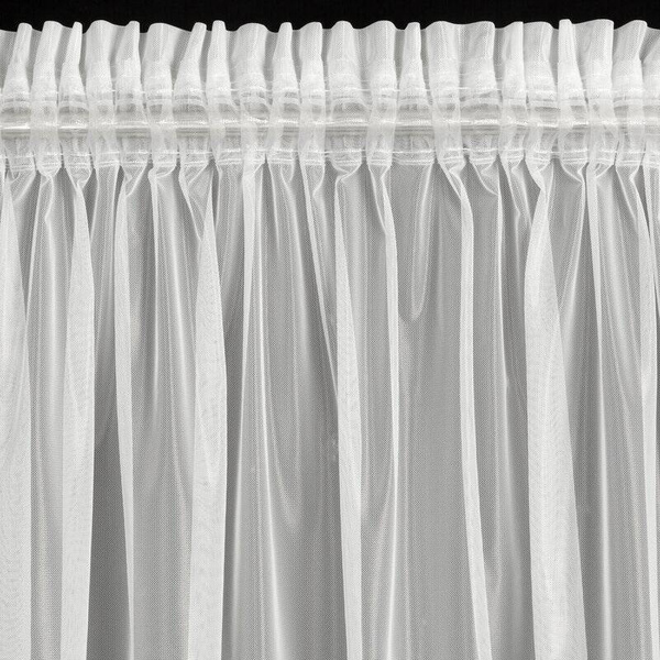 Set od 2 bijele zavjese ukrašene čipkom s biserima, uključujući špagu, 140x270 cm LARIS traka