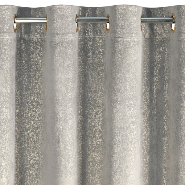 Baršunasta zavjesa ukrašena sjajnim printom, 135x250 cm, zlatne rupice - BETHY