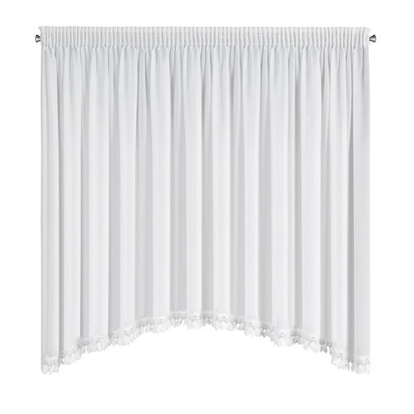 Kratka bijela šifonska zavjesa ukrašena aplikacijom, 400x160 cm- LORETA