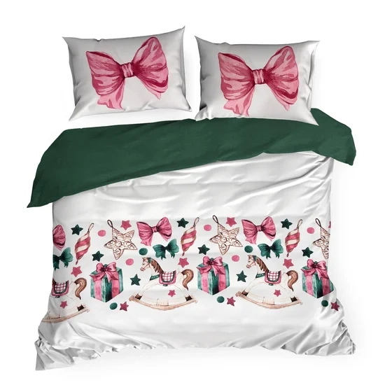 Božićna posteljina 220x200 od mikrovlakana ukrašena šarenim printom Ribeno