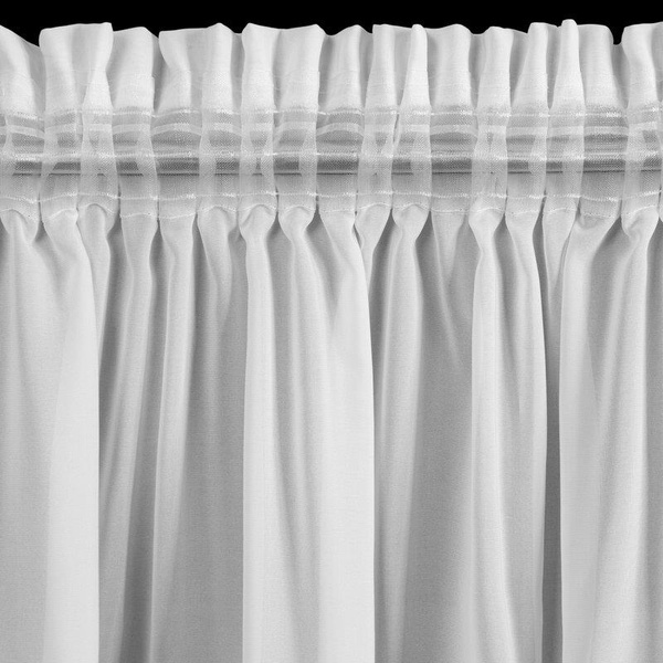 Bijela mrežasta zavjesa ukrašena 3D aplikacijom ruže, 140x270 cm - traka ROSES3 - Eva Minge