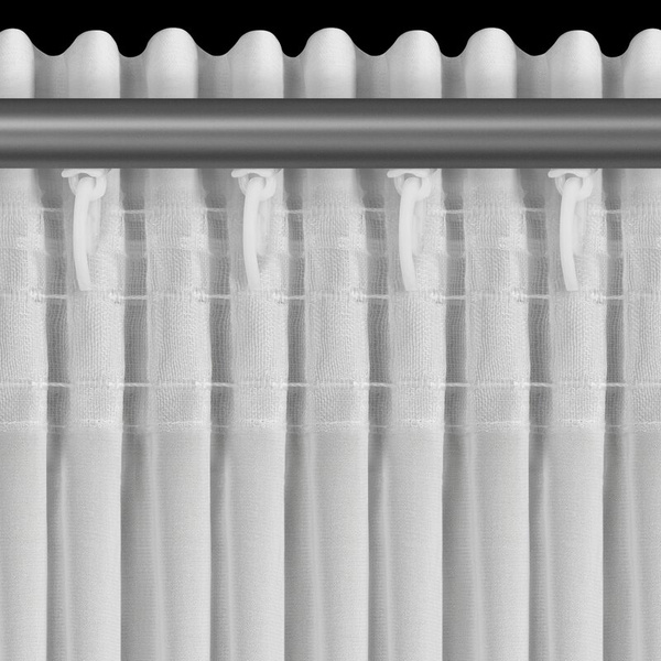 Bijela šifonska zavjesa 300x120 ukrašena 3D aplikacijom ruže, traka - ROSES8 - Eva Minge