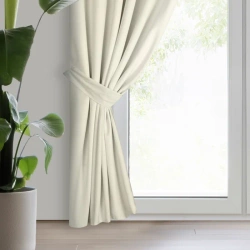 Zavjesa s vezicom za pričvršćivanje od glatkog baršuna 140x270 Antara krem boja