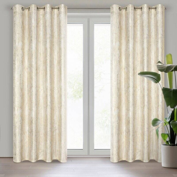 Baršunasta zavjesa sa zlatnim uzorkom, 140x250 cm - MALIA