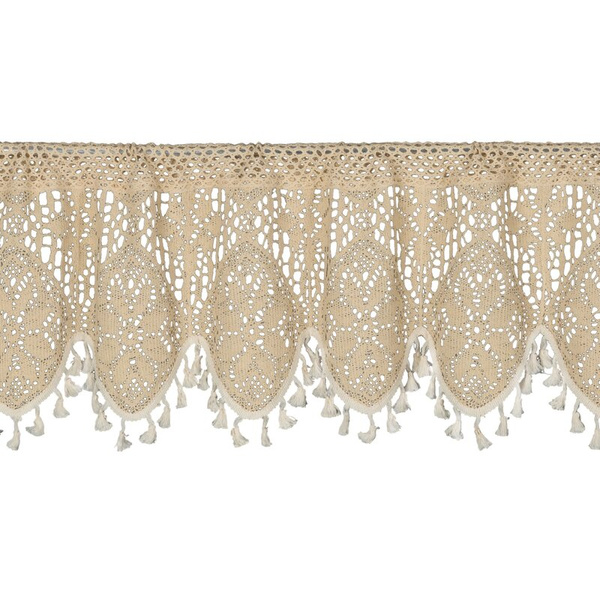 Kuhinjska zavjesa u boho stilu ukrašena suptilnim resama 150x30 cm MOLY tunel