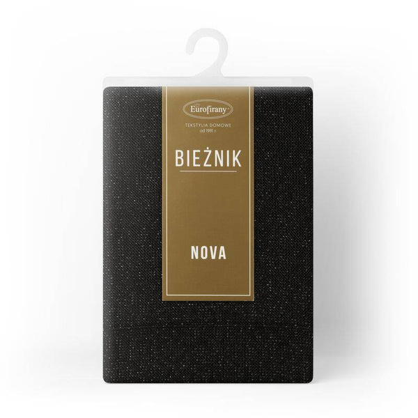 Trkač za stol crni s ukrasnim rubom i srebrnim koncem 40x140 Stella 1