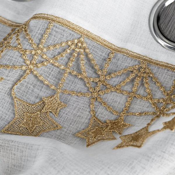 Božićna zavjesa od gaze ukrašena aplikacijom s motivom zvijezde, 140x250 cm - XMAS