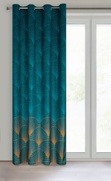 Zavjesa od mekanog baršuna s motivom lotosovog lista 140x250 na ušicama, Limited Collection Lotos 2