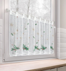 Bijelo-zelena kuhinjska zavjesa od gaze s božićnim printom, 150x60 cm - Xmas 4