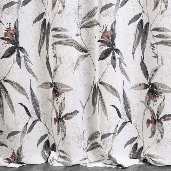 Zavjesa od etamina s printom egzotičnog lišća, polprozirna 140x250 Aida