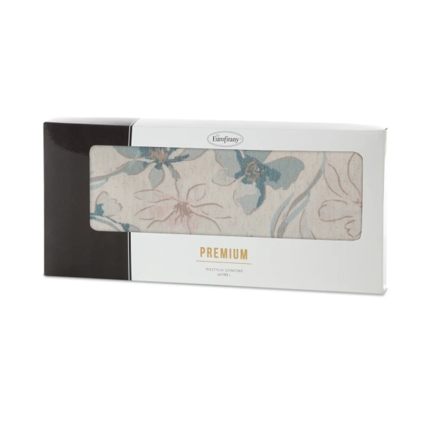 Stolnjak 145x240 s otisnutim pastelnim motivom cvijeća Ines 10 s dodatkom lana