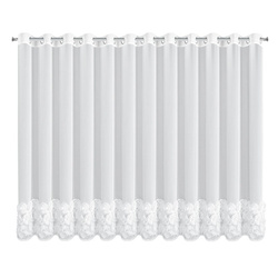 Bijela mrežasta zavjesa ukrašena 3D aplikacijom ruže, 350x160 cm, krugovi- ROSES4 - Eva Minge