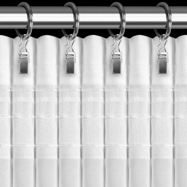 Kratka bijela šifonska zavjesa ukrašena aplikacijom, 400x160 cm- LORETA