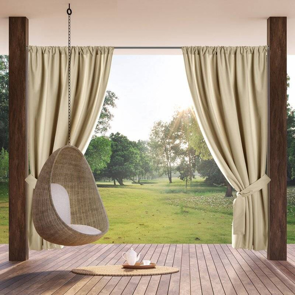 Zavjesa za terasu 155x200 boja krem/ svijetlo bež od nepromočive tkanine tunel, GARDEN