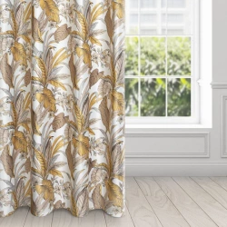 Zavjesa od mekanog baršuna s printom cvijeća i lišća 140x250 Bari