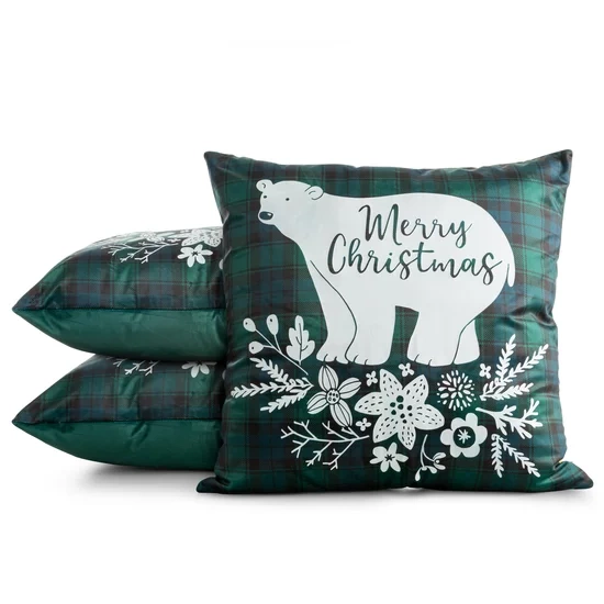 Božićna jastučnica od baršuna s printom medvjedića 60x60