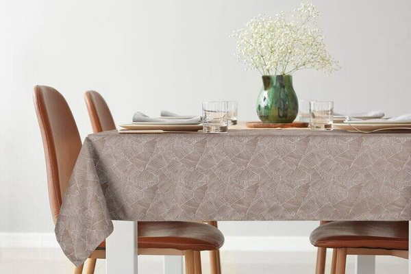 Tamnobež stolnjak 85x85 sa jacquard uzorkom listova banane Isla 