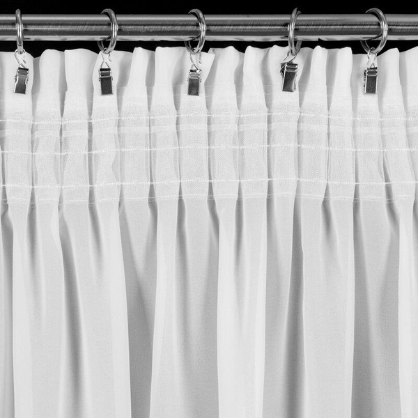 Bijela zavjesa od šifona ukrašena volanom, s vezicom, 400x250 cm LUISA 