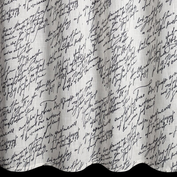 Zavjesa od tkanine s dodatkom lana, ukrašena printom, 140x250 cm,