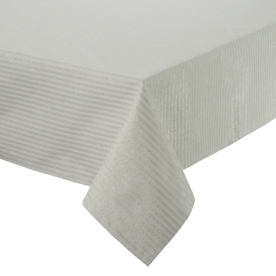 Krem božićni stolnjak od jacquard tkanine sa prugama protkanim svijetlozlatnim koncem 135X180 Flash 6