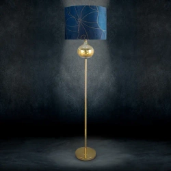 Lampa podna tirkizna sa staklom u zlatnoj boji 43X174 cm Lotos 2