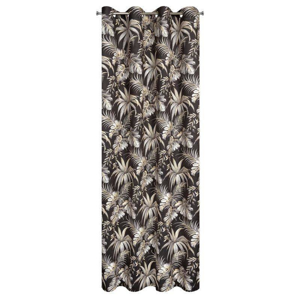 Zavjesa od mekog baršuna s printom egzotičnog lišća 140x250 cm Megi