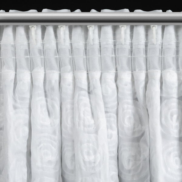 Bijela šifonska zavjesa ukrašena 3D ružama 140x270 cm traka - ROSES 6 Eva Minge