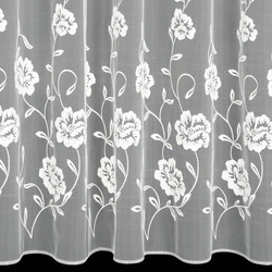 Bijela zavjesa od fine mreže ukrašena izvezenim cvijećem, 350x250 cm, NATALI 