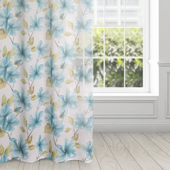 Zavjesa od svijetlog etamina sa printom cvijeća, poluprozirna 140x250 Sofia