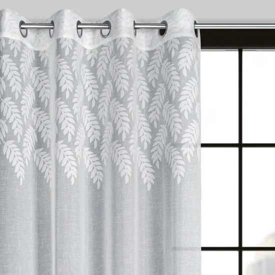 Zavjesa s ukrasnom trakom od jacquard listova u gornjem dijelu 140x250 Anet