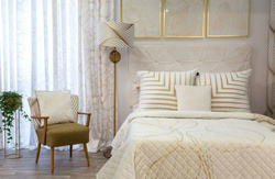 Limited Collection Baršunasti prekrivač za krevet 170x210 bijela zlatna elegantan, prošiven metodom vrućeg prešanja Blanca 4